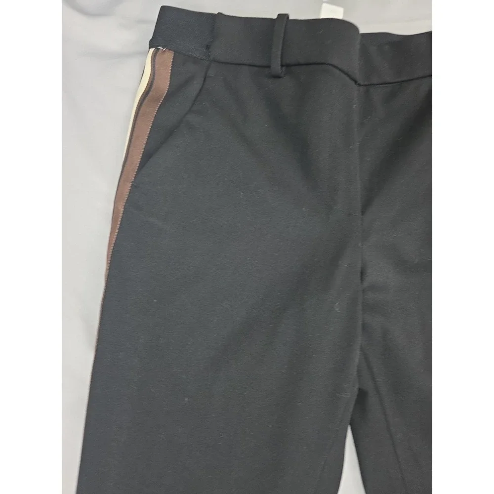 Hm Black Pants Pull On Size 8 Womens Elastic Waist Stripes
